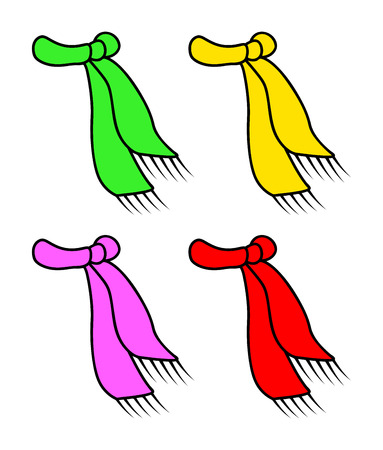 scarf icon, winter wool symbol, design. vector illustration isolated on white background. Different colorsのイラスト素材