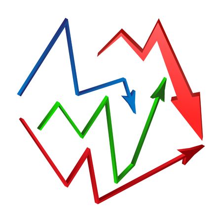 increase, decrease Arrow symbol set, icon business concept. Vector illustration isolated on white background.のイラスト素材