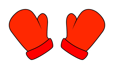 Christmas mittens, cartoon gloves design, icon, symbol. Winter vector illustration isolated on white background.のイラスト素材