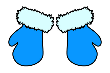 Christmas mittens, cartoon gloves design, icon, symbol. Winter vector illustration isolated on white background.のイラスト素材