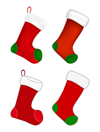 Christmas sock icon set, symbol, design. Winter vector illustration isolated on white background.のイラスト素材
