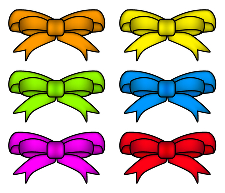 ribbon bow set for christmas present symbol design. Vector illustration isolated on white background.のイラスト素材