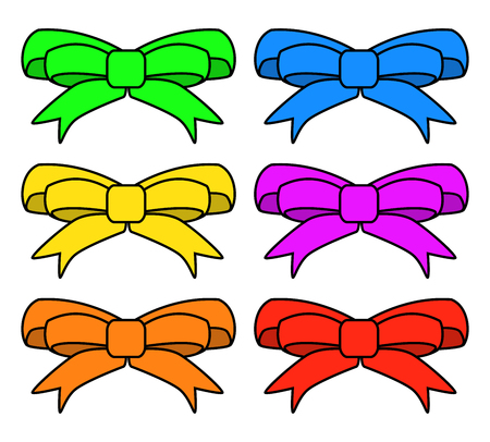 ribbon bow set for christmas present symbol design. Vector illustration isolated on white background.のイラスト素材