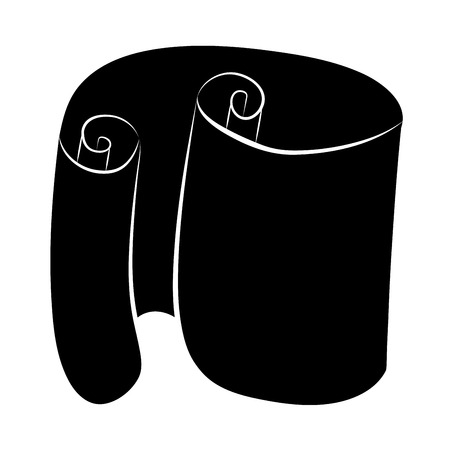 Paper scroll silhouette isolated on white background. Empty, blank parchment rolled up scroll, old paper sheet texture illustration.のイラスト素材