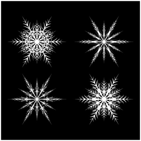 Snowflake silhouette icon, symbol, design. Winter, christmas illustration isolated on the black background.のイラスト素材