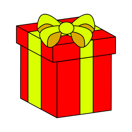 christmas box, gift icon, symbol, design. vector illustration isolated on white background.のイラスト素材