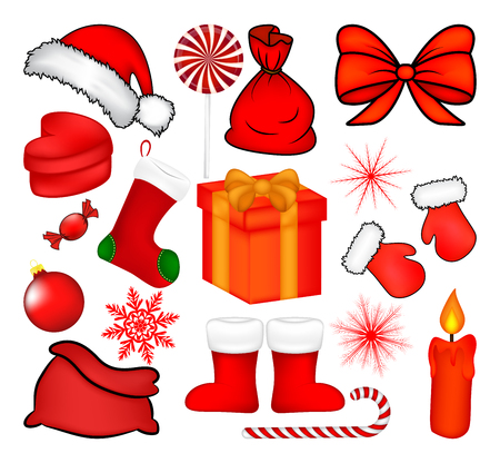 Christmas icon set, symbol, design. Winter vector illustration isolated on white background.のイラスト素材