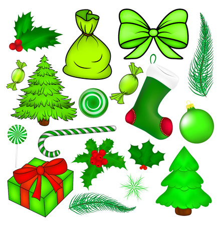 Christmas vector symbol set, icon  design. Winter illustration isolated on white background.のイラスト素材