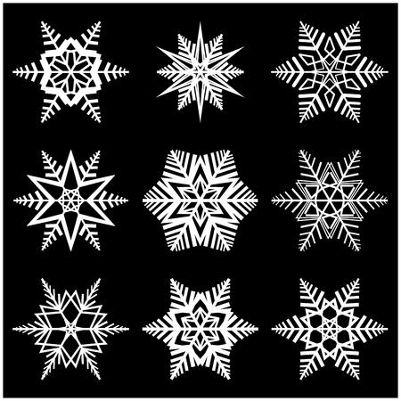 Snowflake vector symbol silhouette design. christmas winter icon  illustration isolated on the black background.のイラスト素材