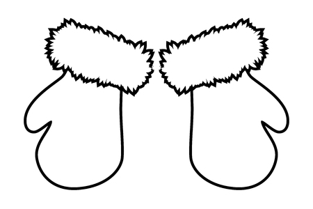 Christmas mittens silhouette, winter cartoon gloves design, icon, symbol. Winter vector illustration isolated on white background.のイラスト素材