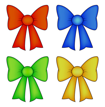 ribbon bow set for christmas present symbol design. Vector illustration isolated on white background.のイラスト素材
