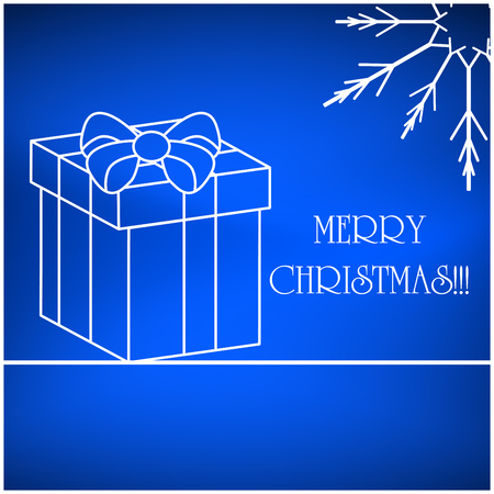Christmas vector card, background with snowflake and present, gift. Blue Beautiful illustration wallpaper.のイラスト素材