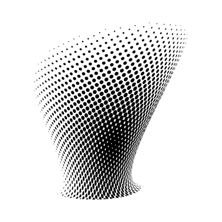 halftone shape vector logo symbol, icon, design. abstract dotted globe illustration isolated on white background.のイラスト素材