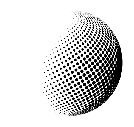 halftone globe, sphere vector logo symbol, icon, design. abstract dotted globe illustration isolated on white background.;のイラスト素材