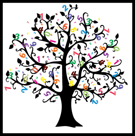Math tree. Digits illustration isolated on white background.の写真素材