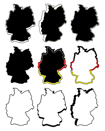 Germany map vector symbol set icon  design. silhouette illustration isolated on white background.のイラスト素材
