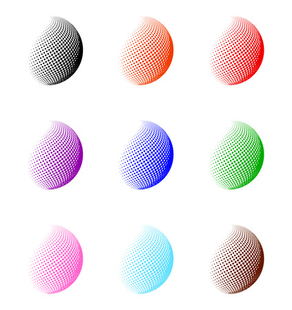 halftone globe, sphere vector symbol, icon, design. abstract dotted globe illustration isolated on background.のイラスト素材