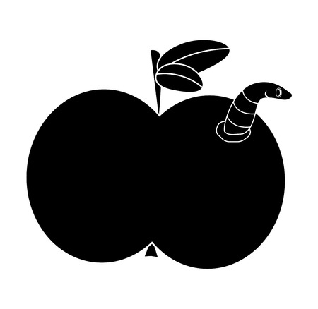 Cartoon apple with worm vector symbol icon design. illustration isolated on white backgroundのイラスト素材