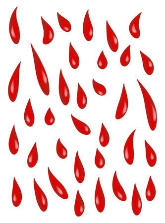 red blood drops falling down  vector symbol icon design. Beautiful illustration set isolated on white backgroundのイラスト素材