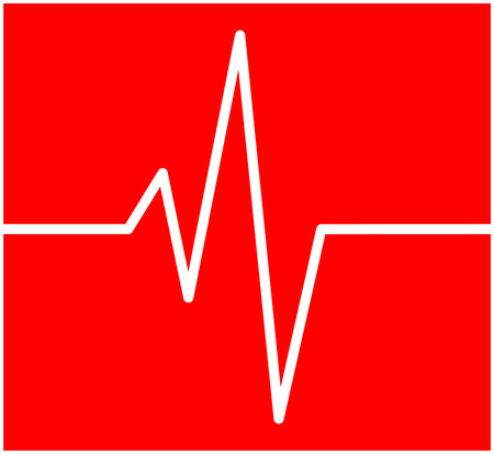 heart rhythm, ecg line vector symbol icon design. Beautiful illustration isolated on red backgroundのイラスト素材