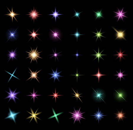 transparent star vector symbol icon design. Beautiful illustration of glowing light effect stars bursts with sparkles on transparent background for christmas cardのイラスト素材