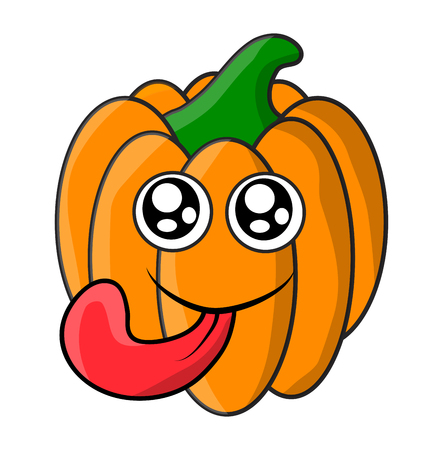 halloween  pumpkin face with eyes and tongue vector symbol icon design. Beautiful illustrationのイラスト素材