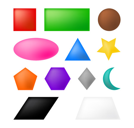 geometric shapes square, circle, oval, triangle, hexagon, rectangle, star,heart,rhombus vector symbol icon design. Beautiful illustration isolated on white backgroundのイラスト素材
