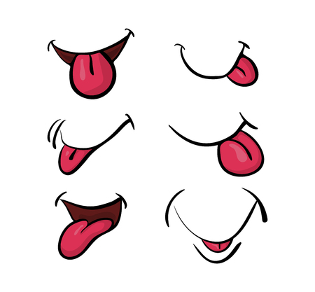 cartoon mouth with tongue set vector symbol icon design. Beautiful illustration isolated on white backgroundのイラスト素材
