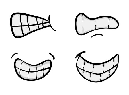 cartoon mouth with  teeth set vector symbol icon design. Beautiful illustration isolated on white backgroundのイラスト素材