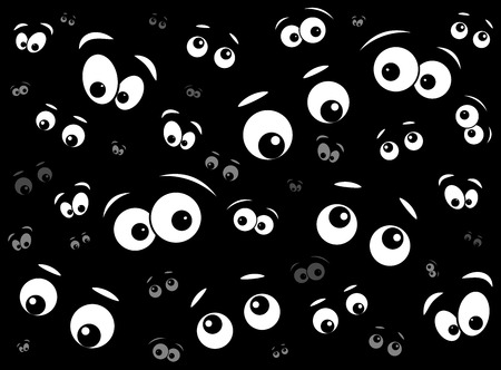 halloween spooky scary eyes  vector  design isolated on black backgroundのイラスト素材