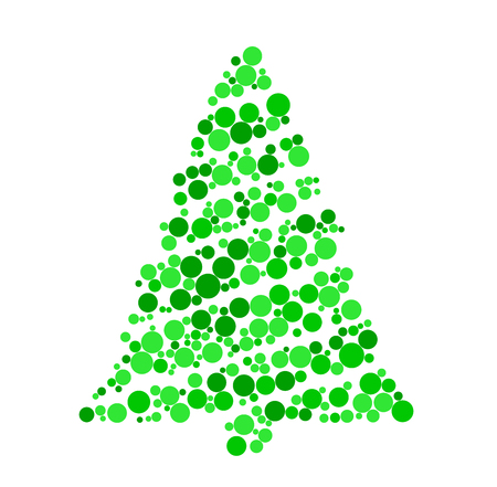 Christmas tree green dotted design.のイラスト素材