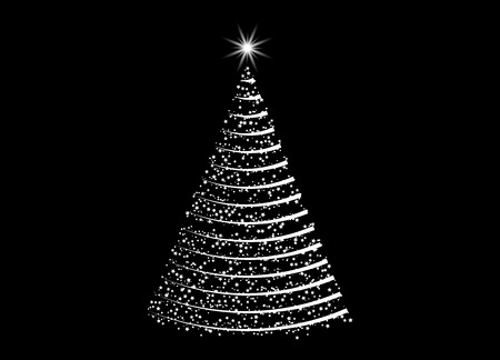 Christmas tree from lights with star  design isolated on black background
のイラスト素材