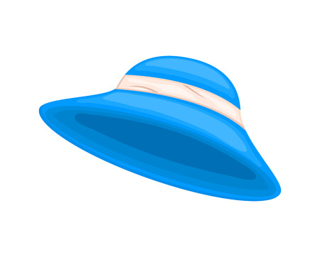 Cartoon blue woman garden hat isolated on white backgroundのイラスト素材
