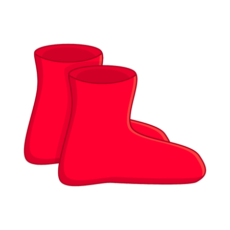 rubber boots, cartoon simple red gumboots isolated on white backgroundのイラスト素材