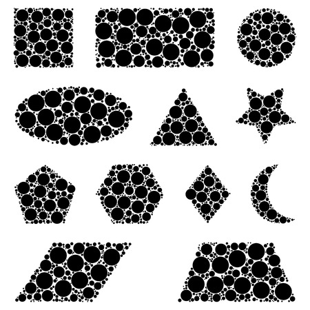 Dotted geometric figures set isolated on white backgroundのイラスト素材