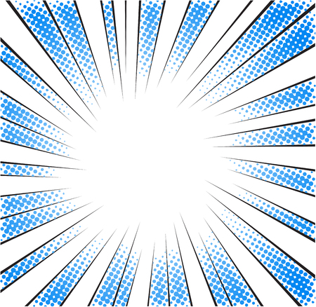 Blue halftone radial speed lines for comic bookのイラスト素材