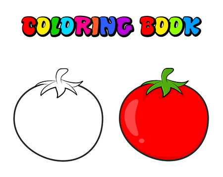 Simple tomato outline for colouring book isolated on white backgroundのイラスト素材