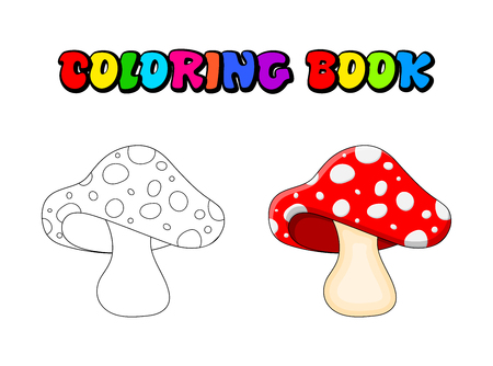 cartoon  toadstool coloring book isolated on white background
のイラスト素材