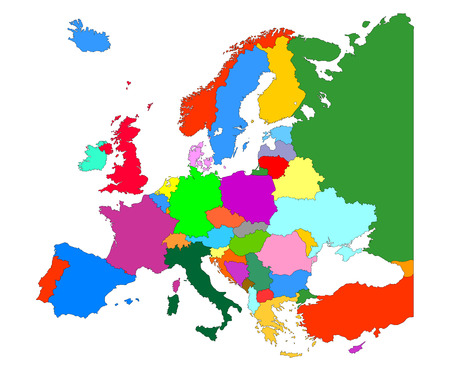 Map of Europe  with country borders isolate on white backgroundのイラスト素材