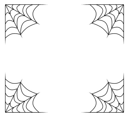 spiderweb frame, border, divider isolated on white backgroundのイラスト素材