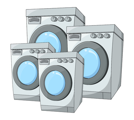 group of cartoon washing machine design isolated on white backgroundのイラスト素材