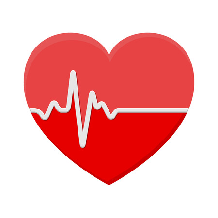 heart and  ECG - EKG signal, Heart Beat pulse line concept design isolated on white backgroundのイラスト素材