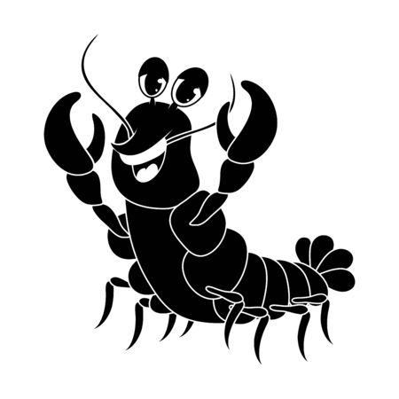 crawfish silhouette cartoon cute character illustration isolated on white backgroundのイラスト素材