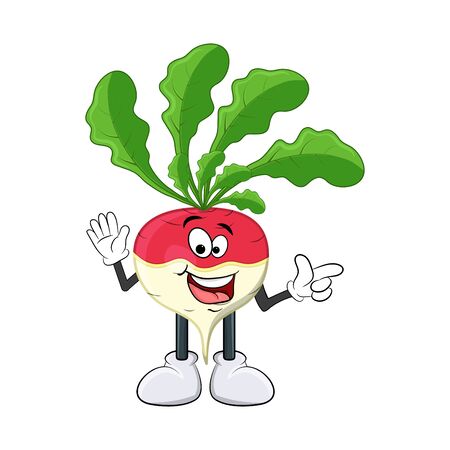 turnip happy cartoon character illustration  isolated on white backgroundのイラスト素材