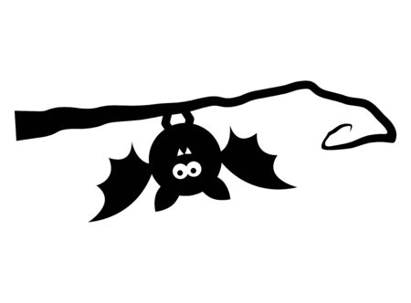bat upside down on tree isolated on white backgroundのイラスト素材
