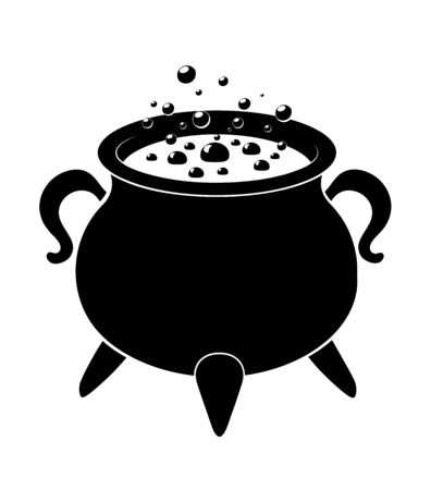Witch cauldron poison brew silhouette isolated on white backgroundのイラスト素材
