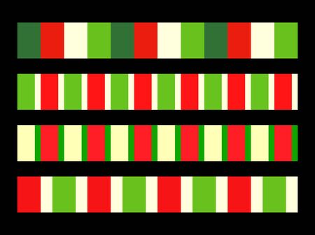 christmas vertical diagonal green red stripes Seamless pattern. Candy cane line border divider for christmas design.のイラスト素材