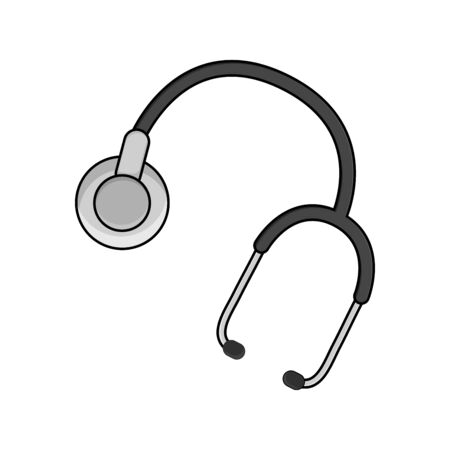 Stethoscope vector isolated cartoon. Medical treatment instrument icon, medicine equipment on white backgroundのイラスト素材