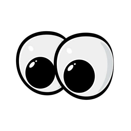 Cartoon eyes for comic caricature. Vector illustration isolated on white. Simplicity clipart for designing animals or humans in funny mood expression. Graphic element for character portrait, avatar.のイラスト素材