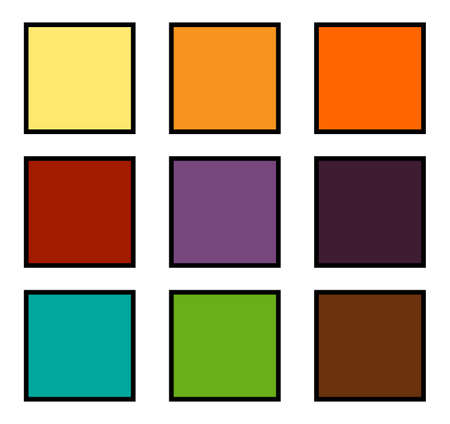 Halloween color palette. Vector colors scheme for trick or treat design.のイラスト素材